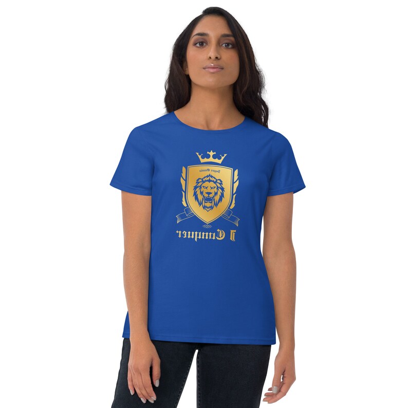 Empower Mirror Tee: 'I Conquer' Reflective Gym Shirt ( It's supposed to be backwards!)