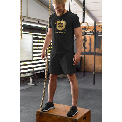 Empower Mirror Tee: 'I Conquer' Reflective Gym Shirt for Men (The logo is supposed to be backward!)