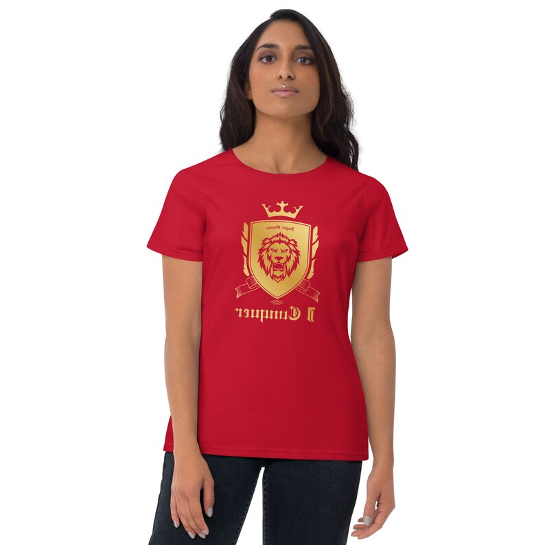 Empower Mirror Tee: 'I Conquer' Reflective Gym Shirt ( It's supposed to be backwards!)
